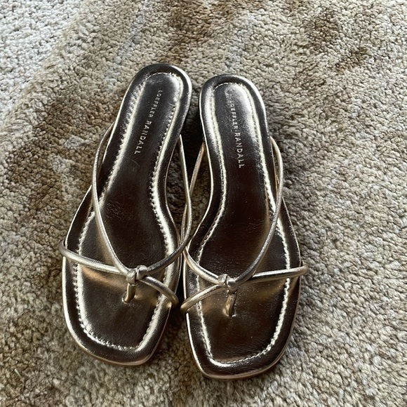 Loeffler Randall Shoes - Loeffler Randall Eveline Strappy Flat Sandal in Metallic Gold, Size 8.5